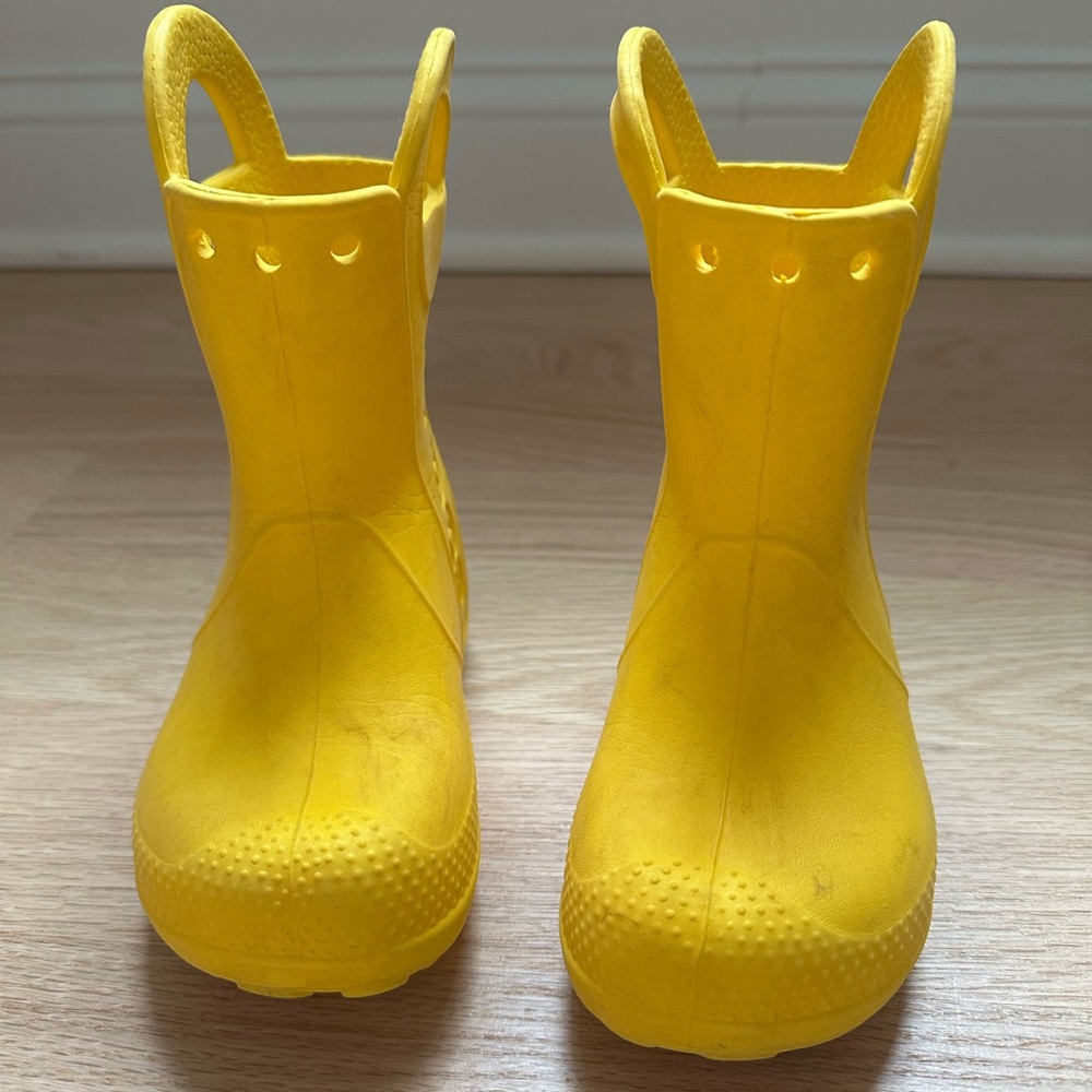 Yellow Kids Crocs Rain Boots